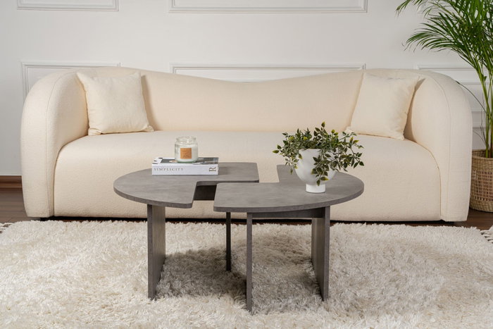 Nordure Moira Mesa de Café Redonda Gris Concreto Ø90 x 41 cm
